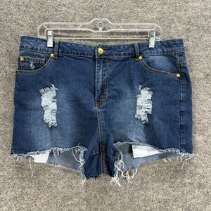 Nicki Minaj Shorts Girls 17/18 Blue Denim Dark Wash Cut Off Distressed High Rise